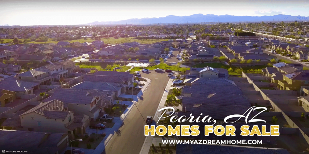 View of homes with Mountain views in Peoria, Arizona